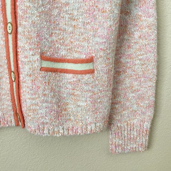 J. Crew Cardigan Womens Small Orange Pink Marled Sweater Lady Jacket Academia - Picture 6 of 11